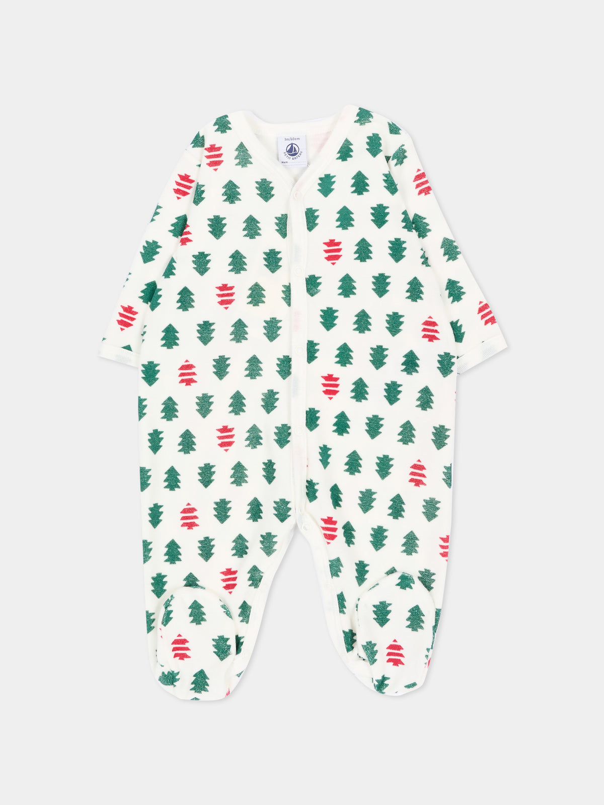 Tutina bianca per neonato con alberi,Petit Bateau,A0HCF 01