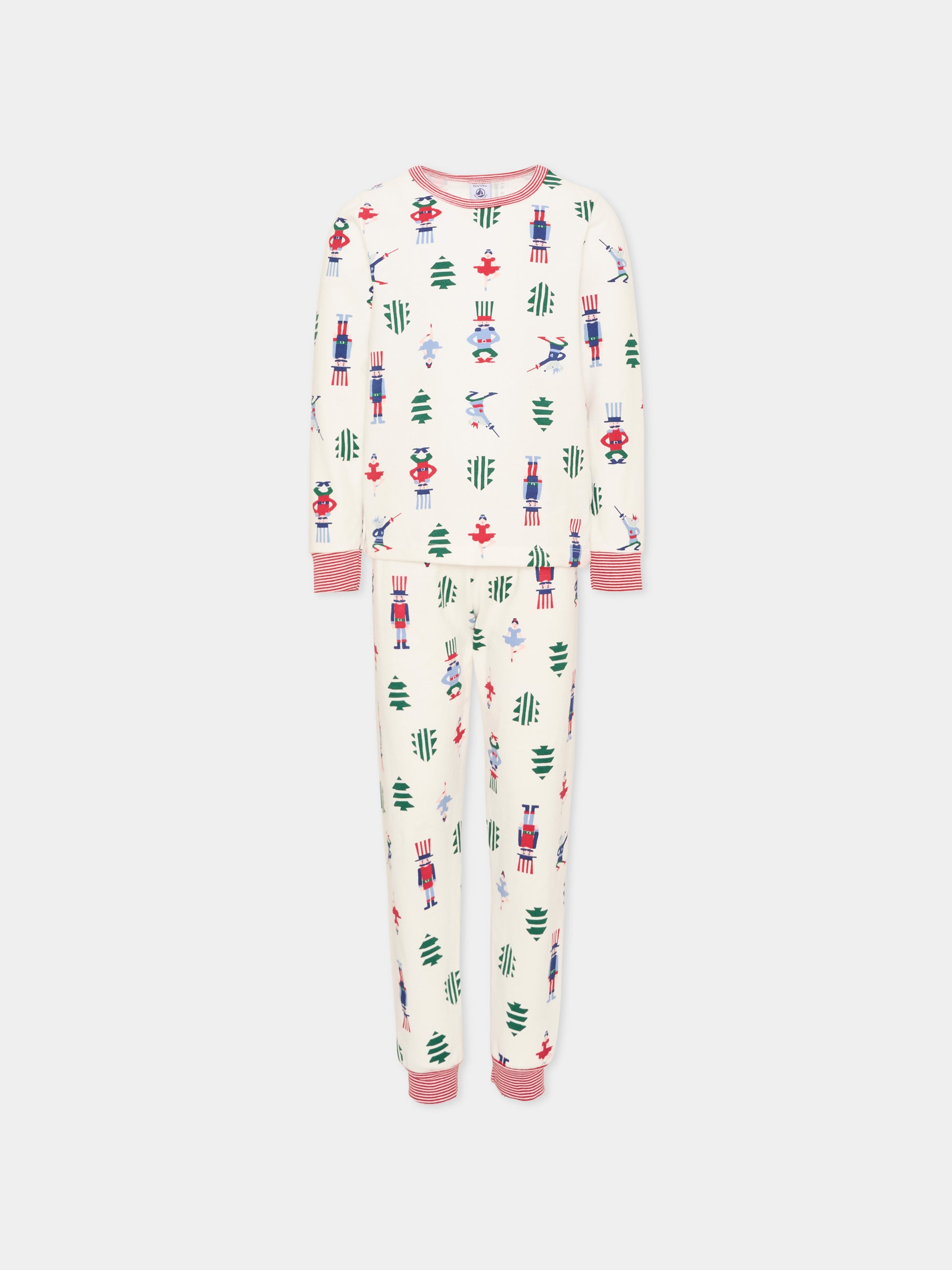 Pigiama bianco per bambina con stampa all-over,Petit Bateau,A0GDL 01