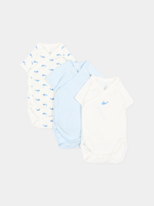Set body multicolor per neonato con balene,Petit Bateau,A0GHM 00
