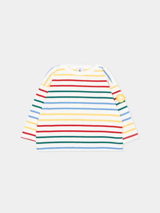 T-Shirt multicolor per neonato a righe,Petit Bateau,A0GWO 01