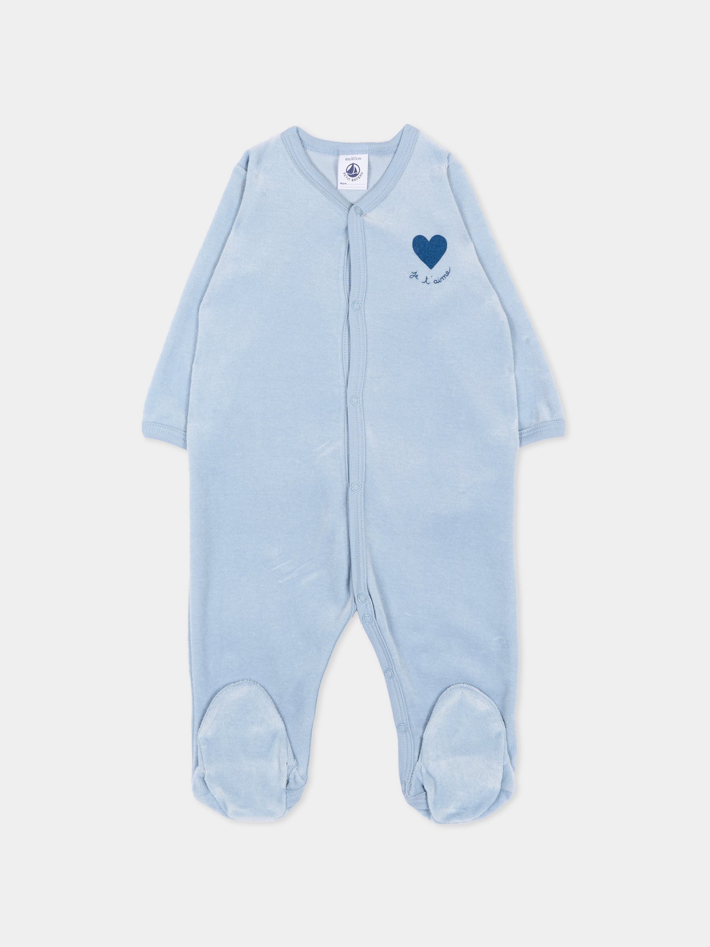 Tutina celeste per neonato con cuore,Petit Bateau,A0GJ7 03