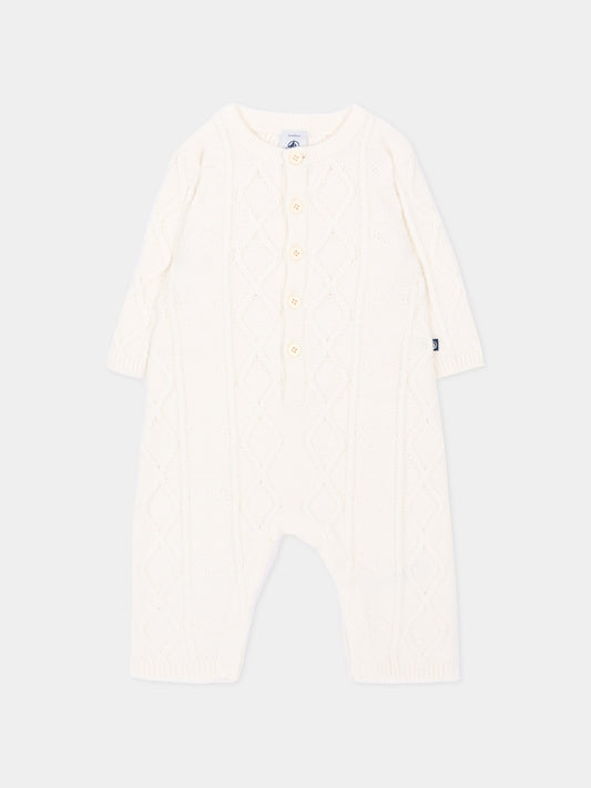 Tutina avorio per neonati in maglia,Petit Bateau,A0GIN 01