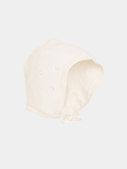 Cappello avorio traforato per neonata,Petit Bateau,A0GRB 01