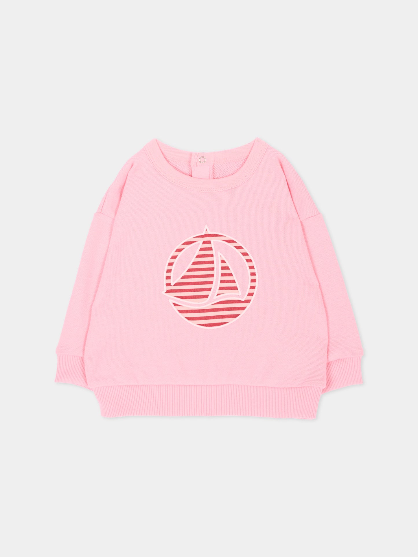 Felpa rosa per neonata con barchetta,Petit Bateau,A0GRP 01