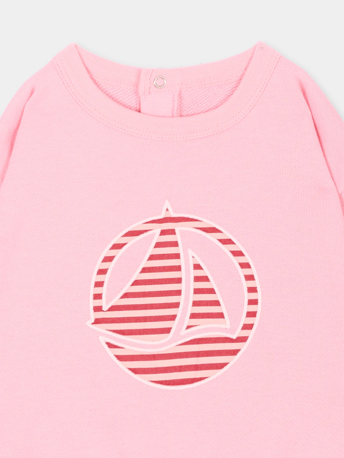 Felpa rosa per neonata con barchetta,Petit Bateau,A0GRP 01