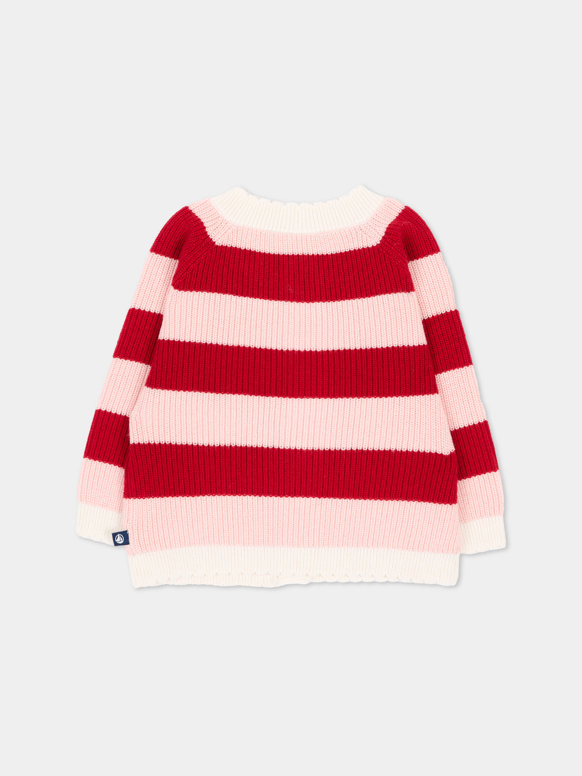 Cardigan rosa per neonata a righe,Petit Bateau,A0GD4 01