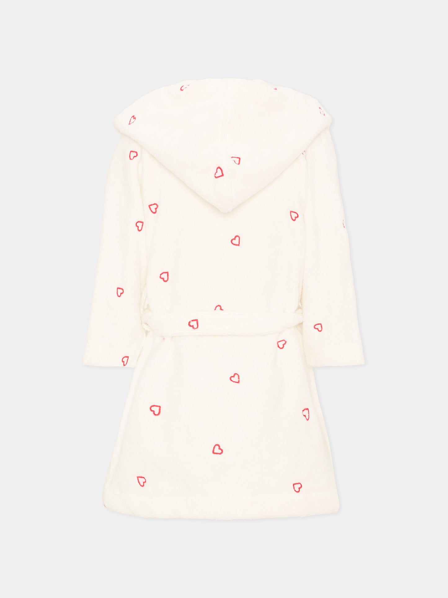 Accappatoio avorio per bambina con cuori,Petit Bateau,A0DS4 01