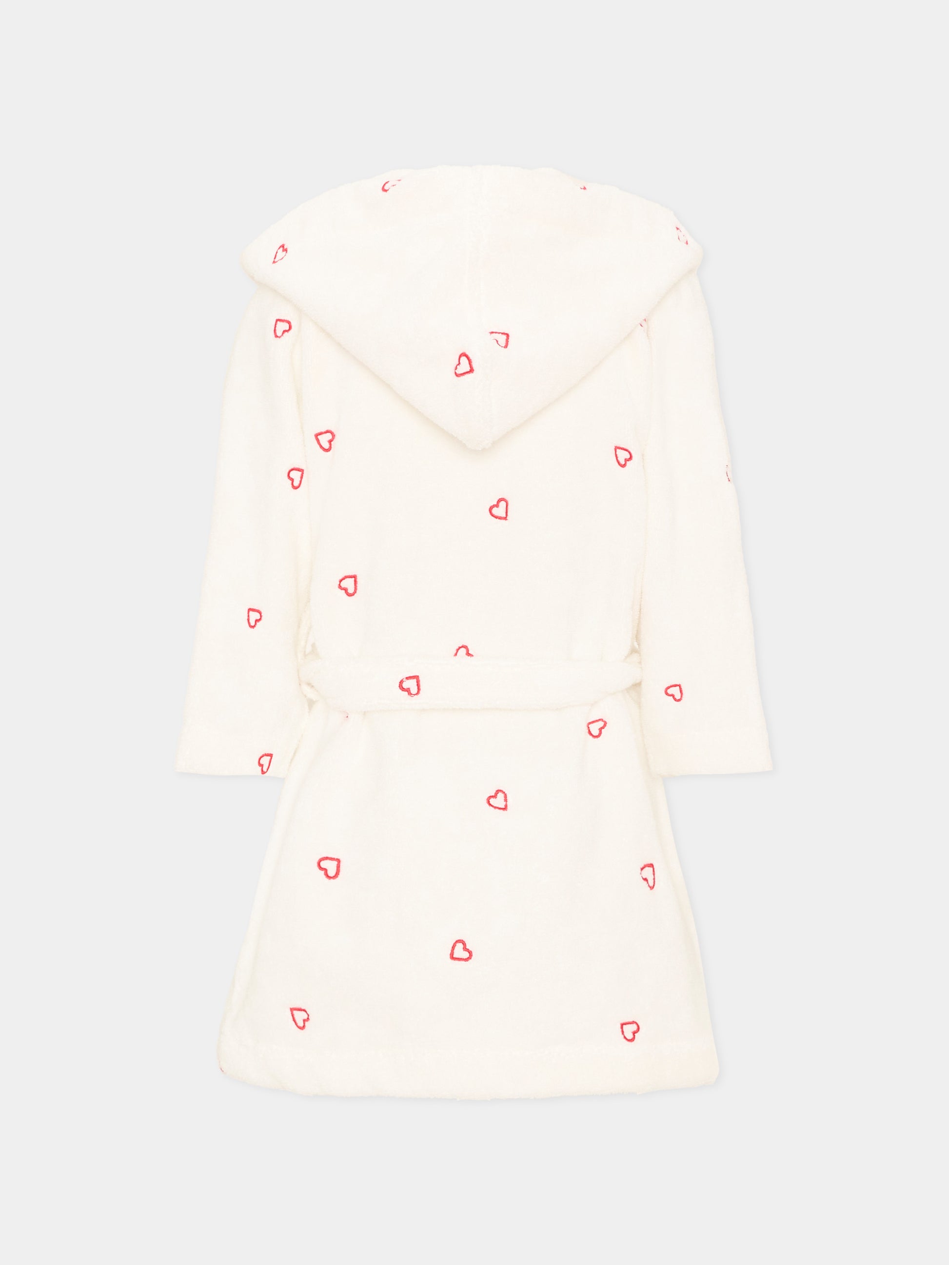 Accappatoio avorio per bambina con cuori,Petit Bateau,A0DS4 01