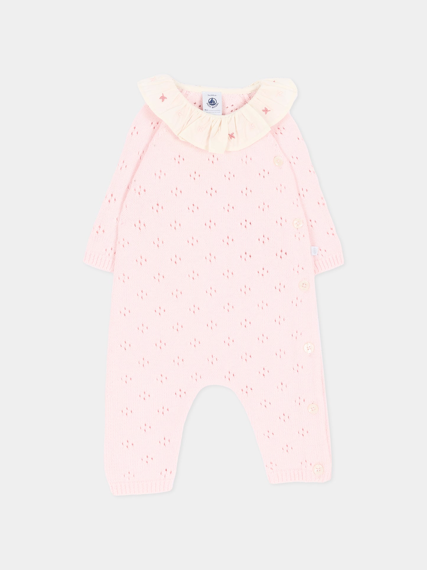 Tutina rosa per neonata con ricami,Petit Bateau,A0GCQ 01