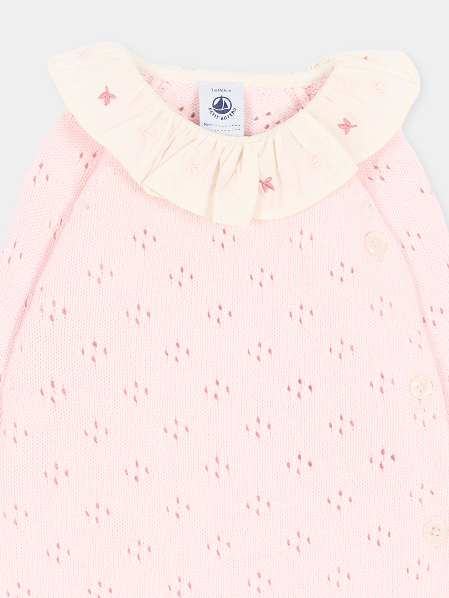 Tutina rosa per neonata con ricami,Petit Bateau,A0GCQ 01