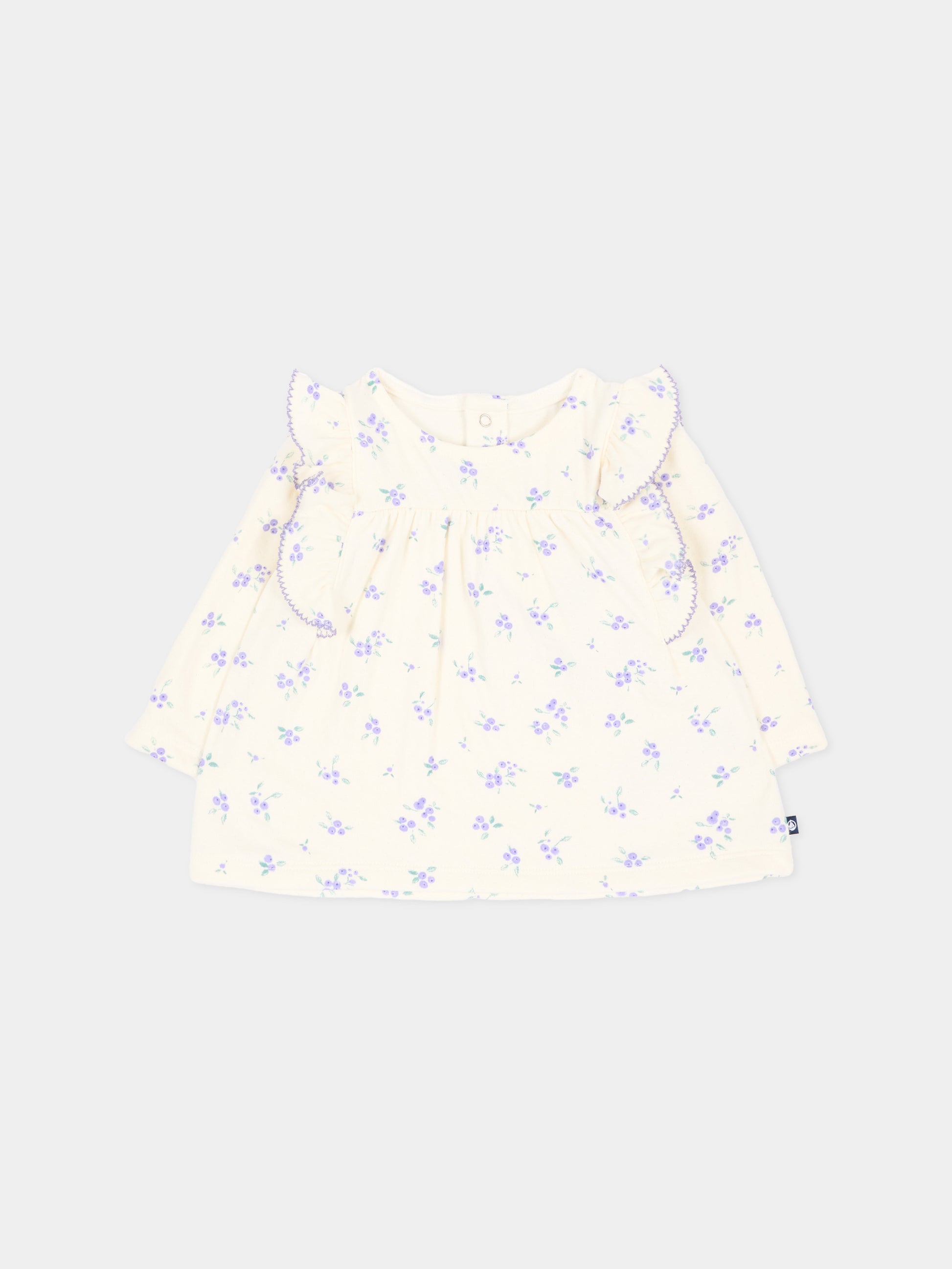 T-shirt avorio per neonata floreale,Petit Bateau,A0GRU 01