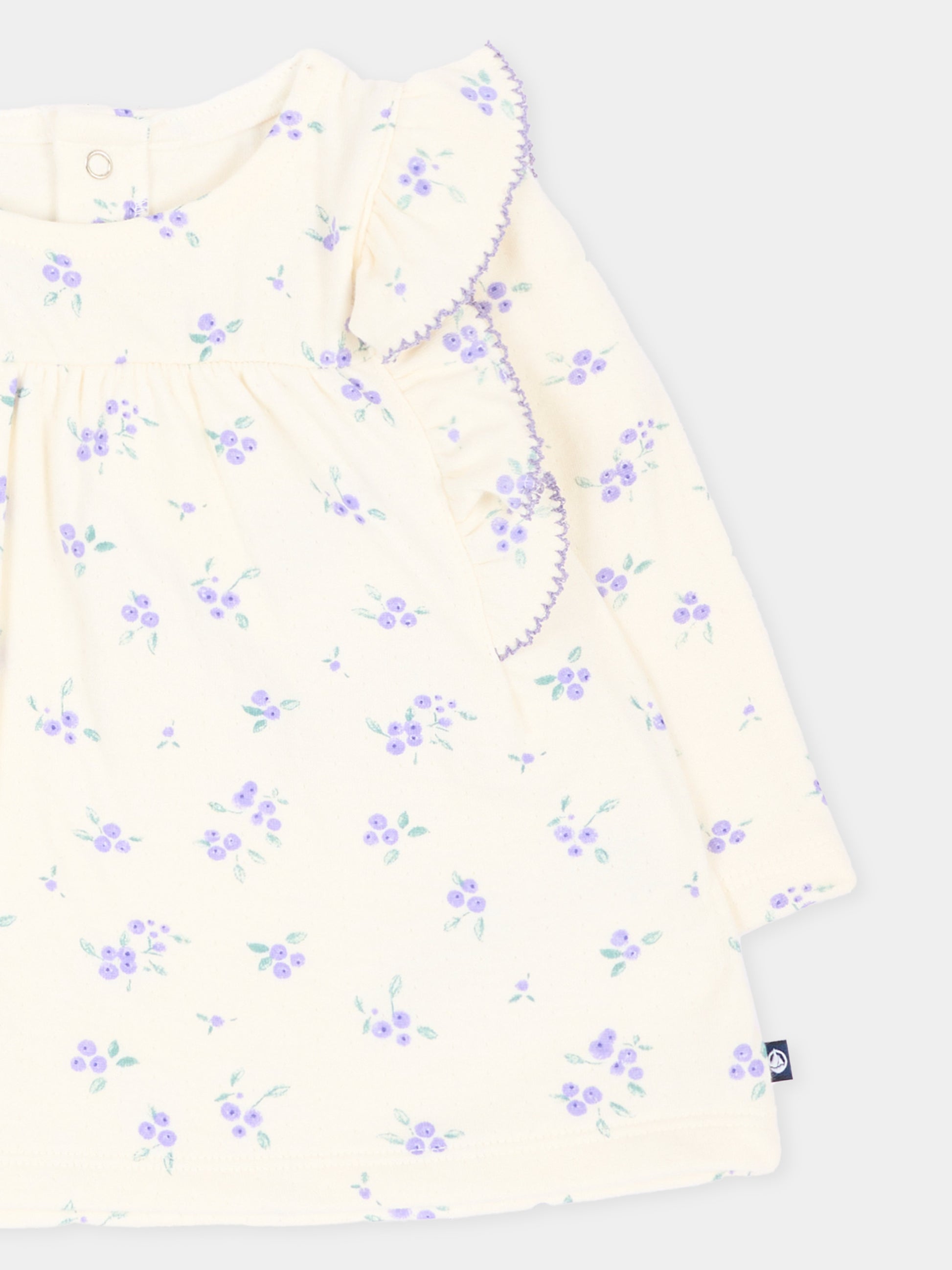T-shirt avorio per neonata floreale,Petit Bateau,A0GRU 01