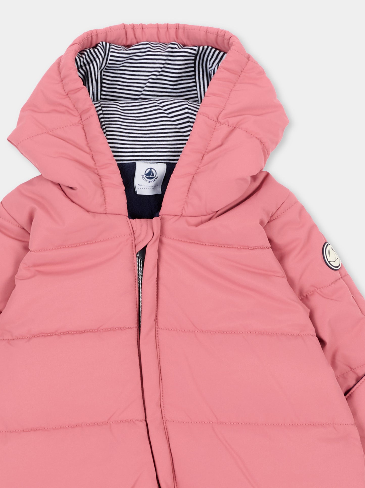 Piumino rosa per neonata con patch logo,Petit Bateau,A0GT3 01