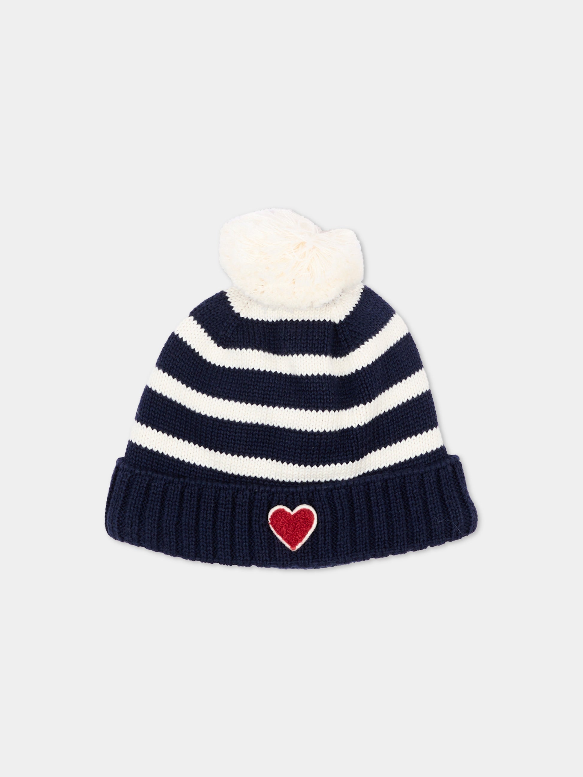 Berretto blu per neonata a righe,Petit Bateau,A0GJC 03