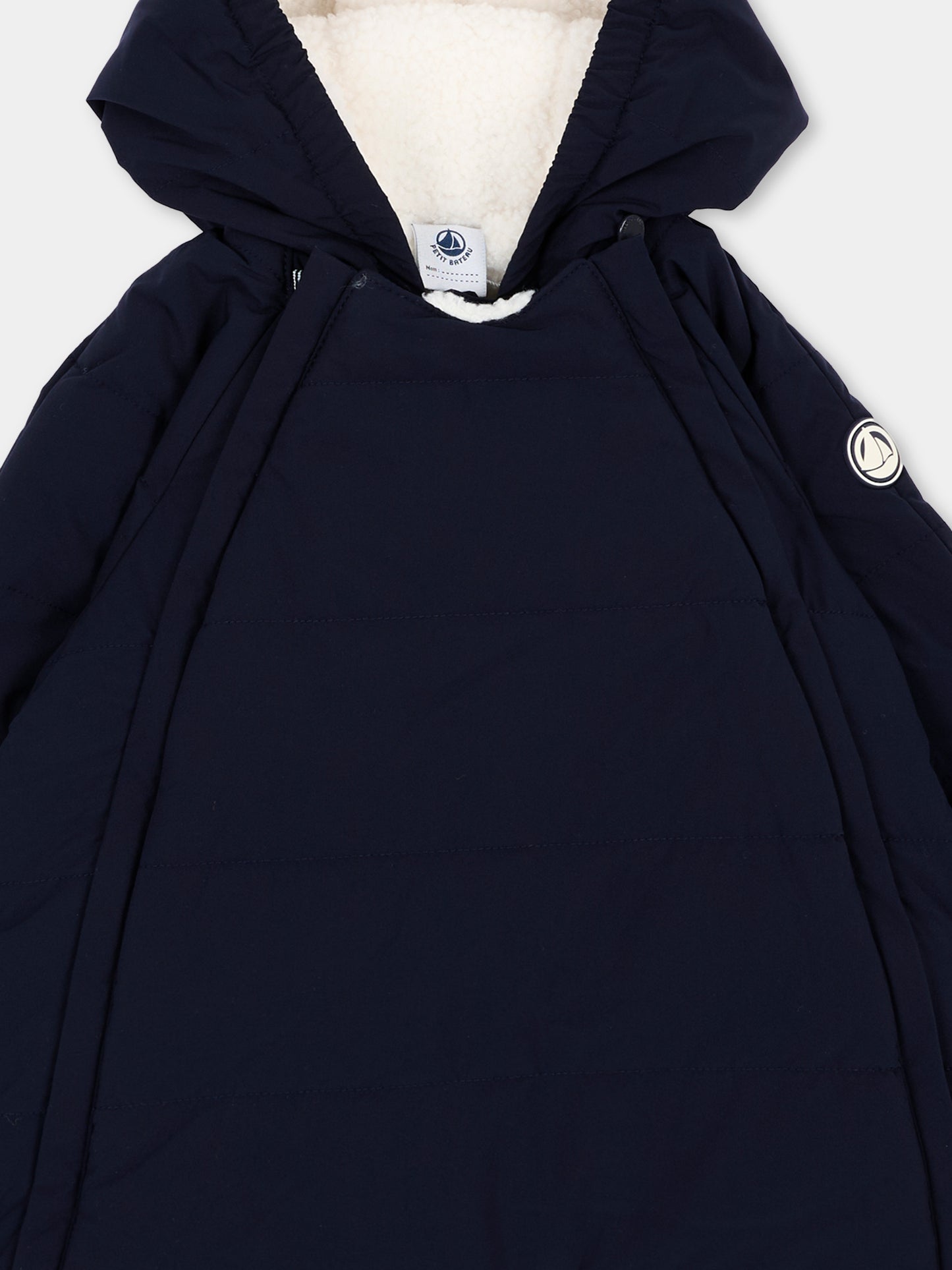 Piumini blu per neonato con patch logo,Petit Bateau,A0GI0 01