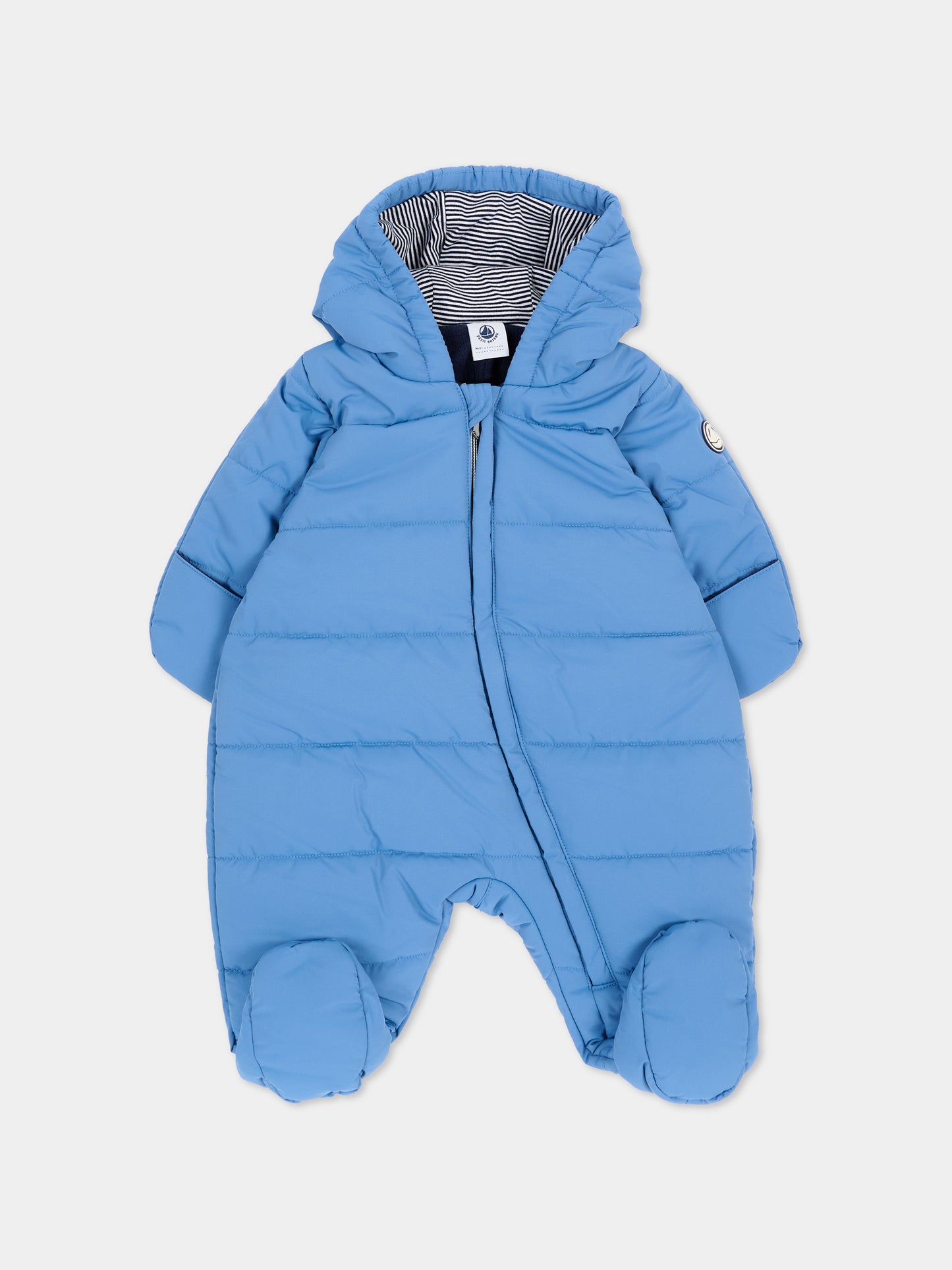 Piumini azzurro per neonato con patch logo,Petit Bateau,A0GT3 02