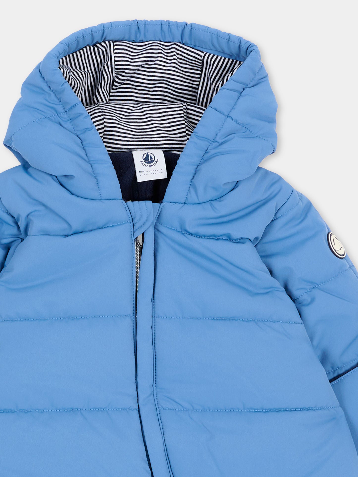 Piumini azzurro per neonato con patch logo,Petit Bateau,A0GT3 02