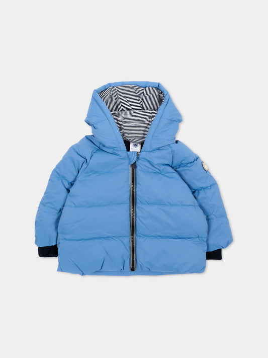 Piumini azzurro per neonato con patch logo,Petit Bateau,A0GS1 06