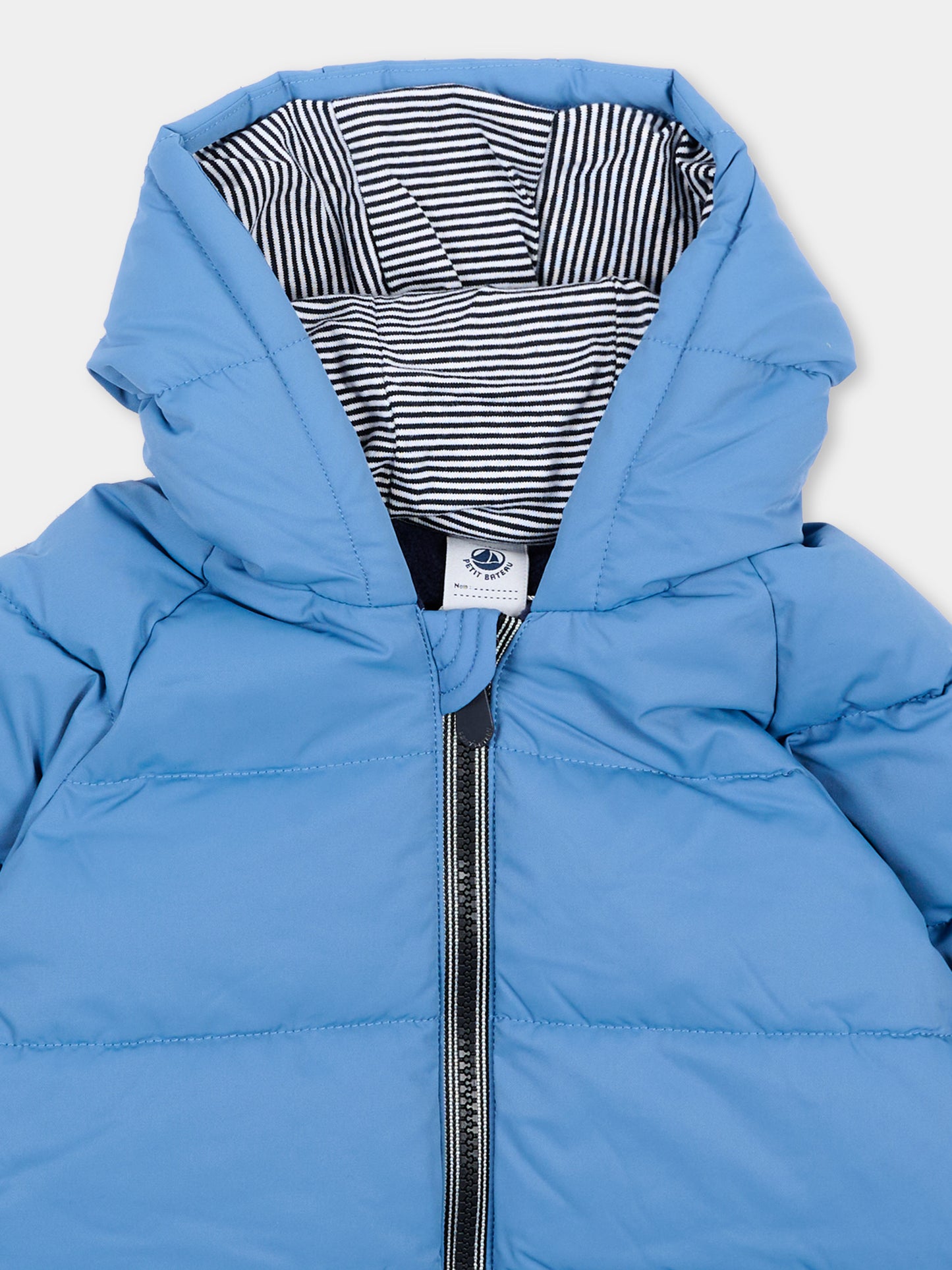 Piumini azzurro per neonato con patch logo,Petit Bateau,A0GS1 06