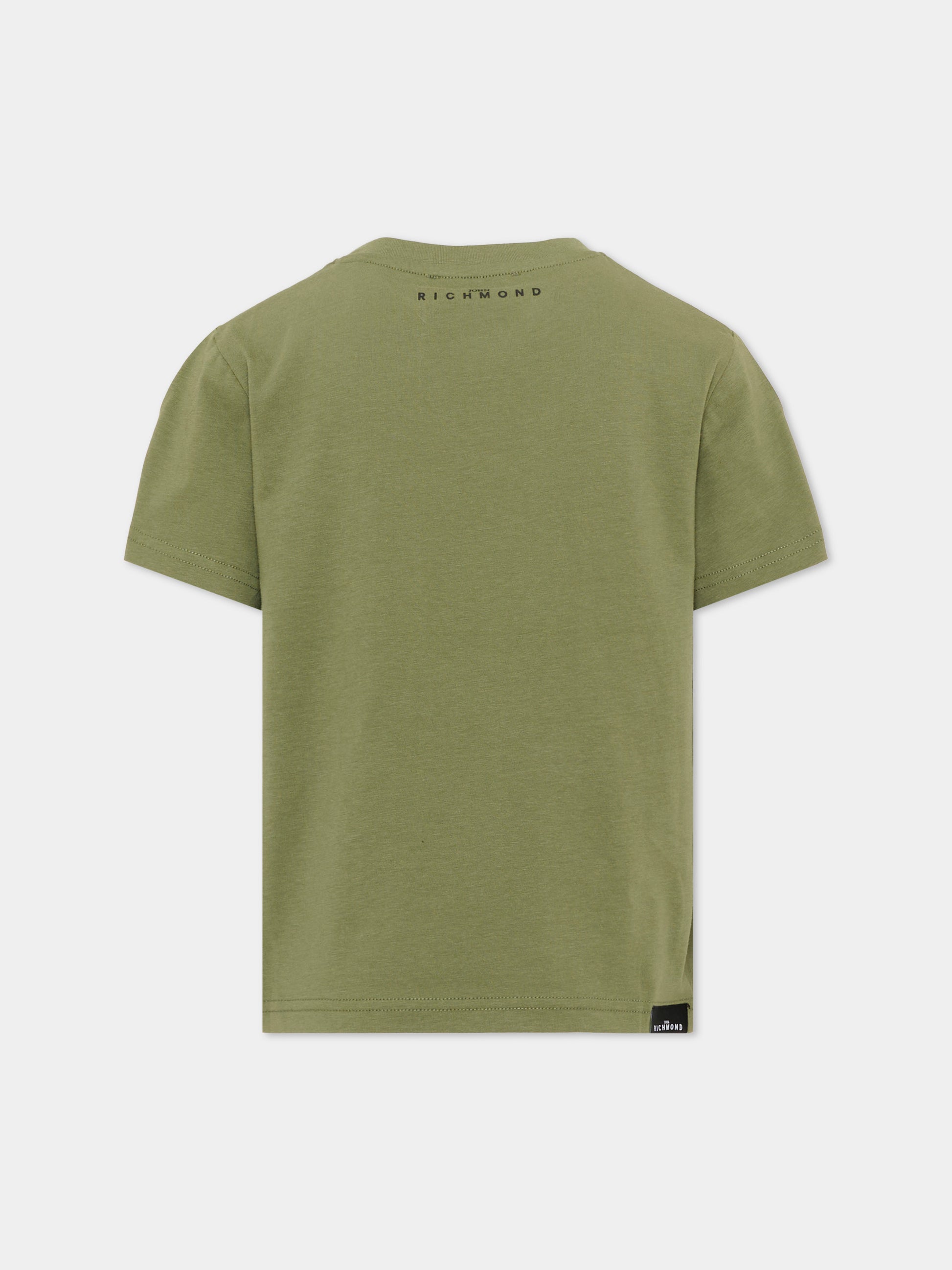 T-shirt verde per bambino con logo,Richmond,RBA26008TS OLIVE OLIVE