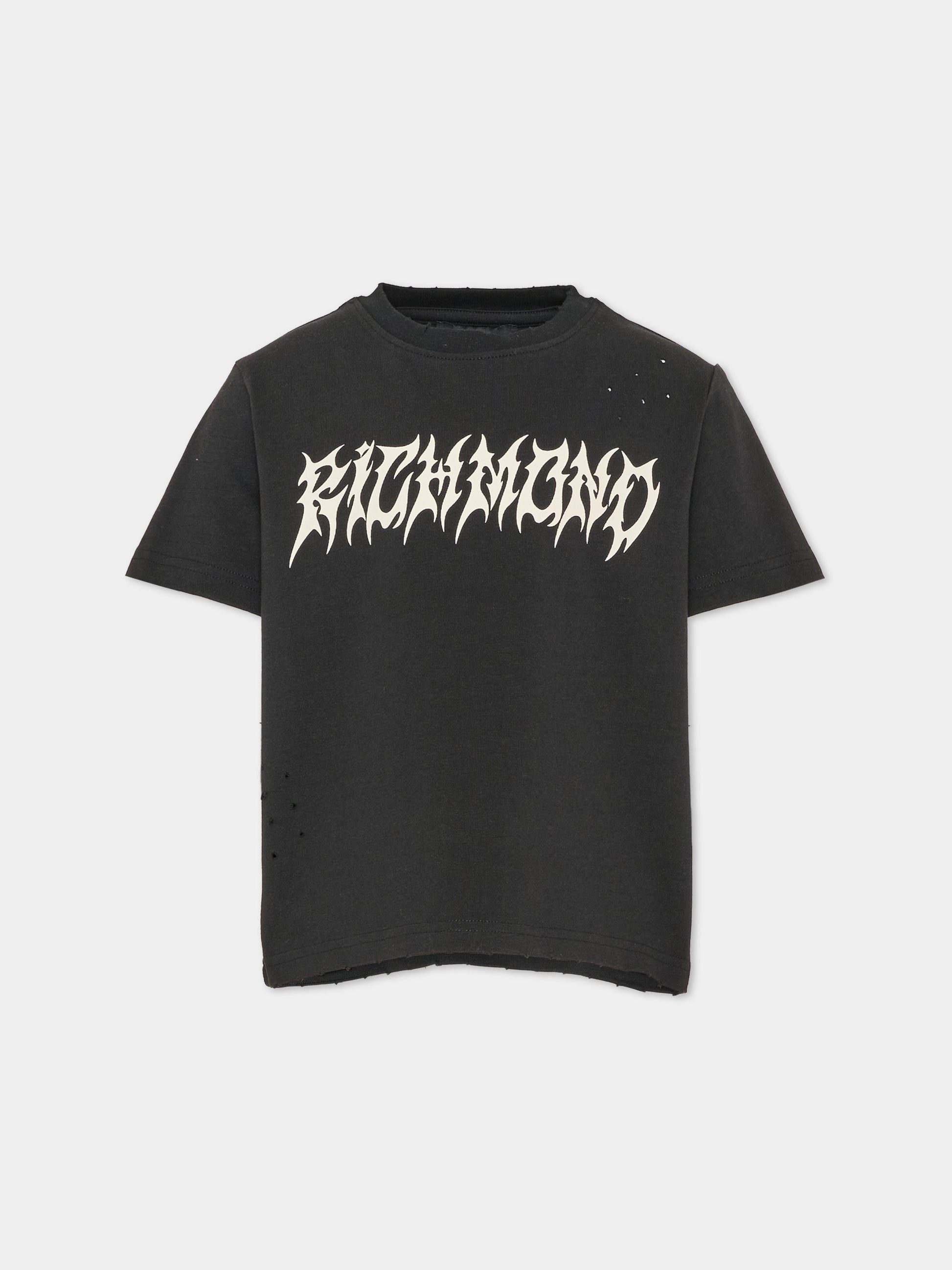 T-shirt a manica corta nera per bambino con logo,Richmond,RBA26053TS BLACK BLACK