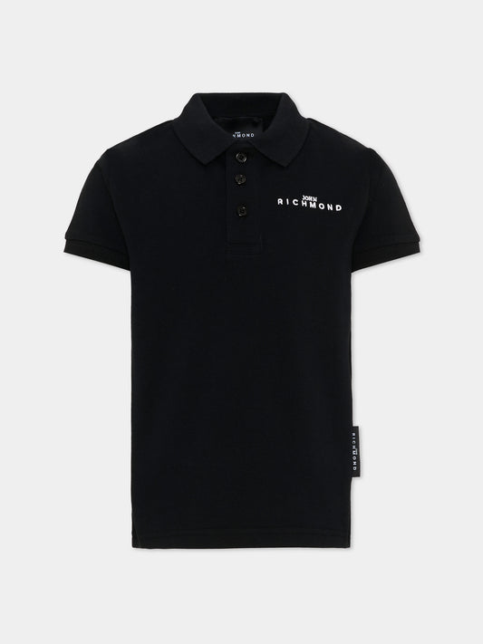 Polo nera per bambino con logo,Richmond,RBA26160PO BLACK BLACK