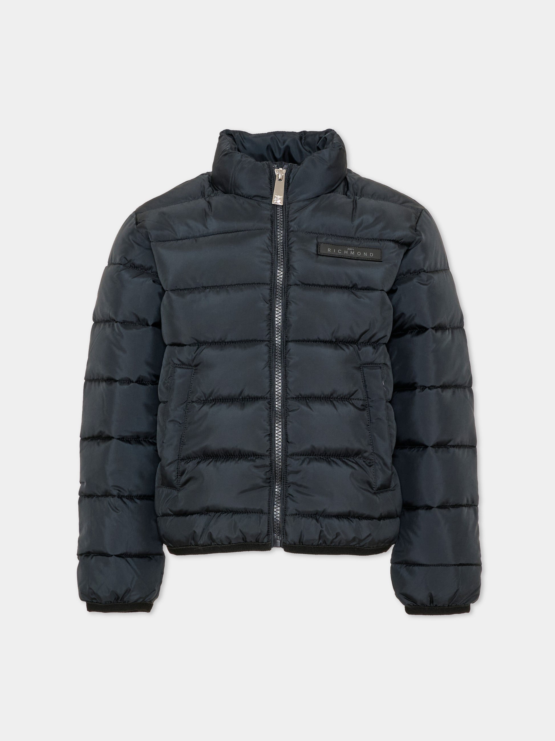 Piumino nero per bambino con logo,Richmond,RBA26014PI BLACK/GREY BLACK