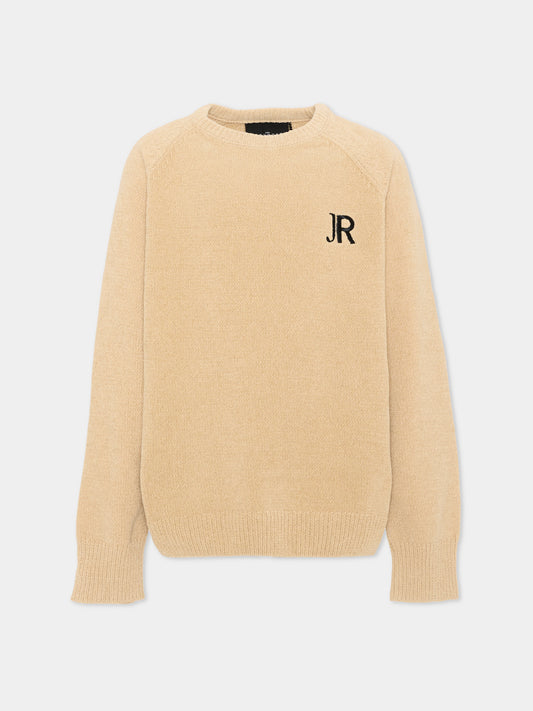 Maglione beige per bambino con logo,Richmond,RBA26046MA KHAKI_PALE KHAKI PALE