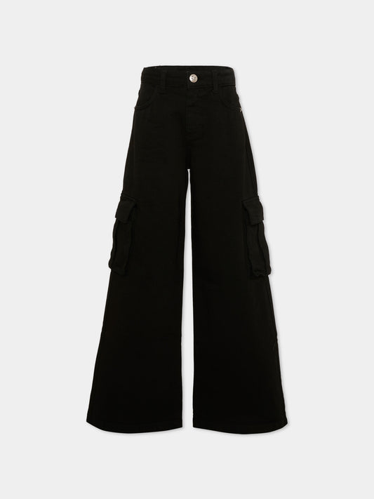 Jeans nero per bambina con patch logo,Richmond,RGA26074PA D.BLACK DENIM BLACK