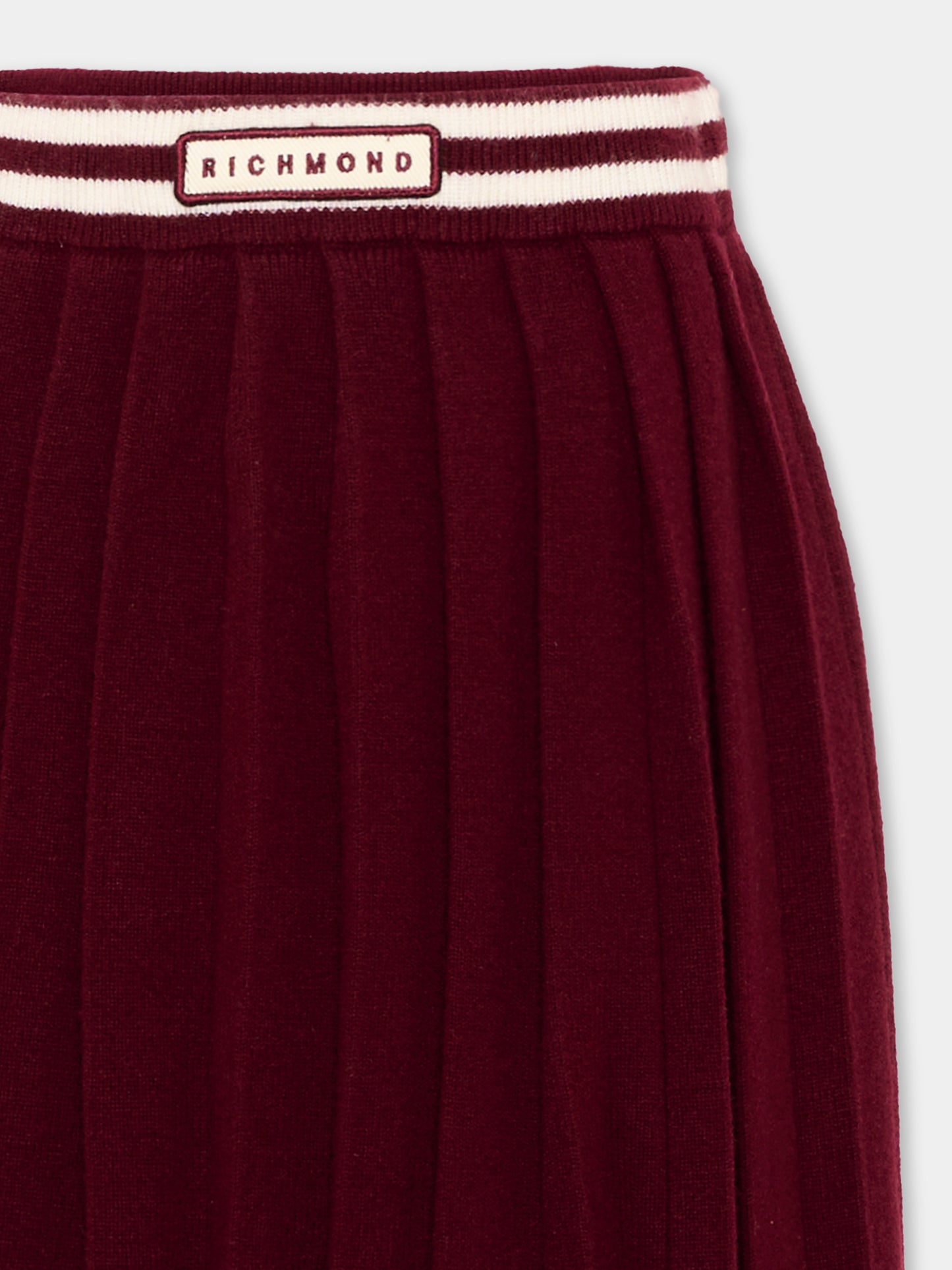 Gonna bordeaux per bambina con logo,Richmond,RGA26102GO RED_PL/O-W RED PLUM