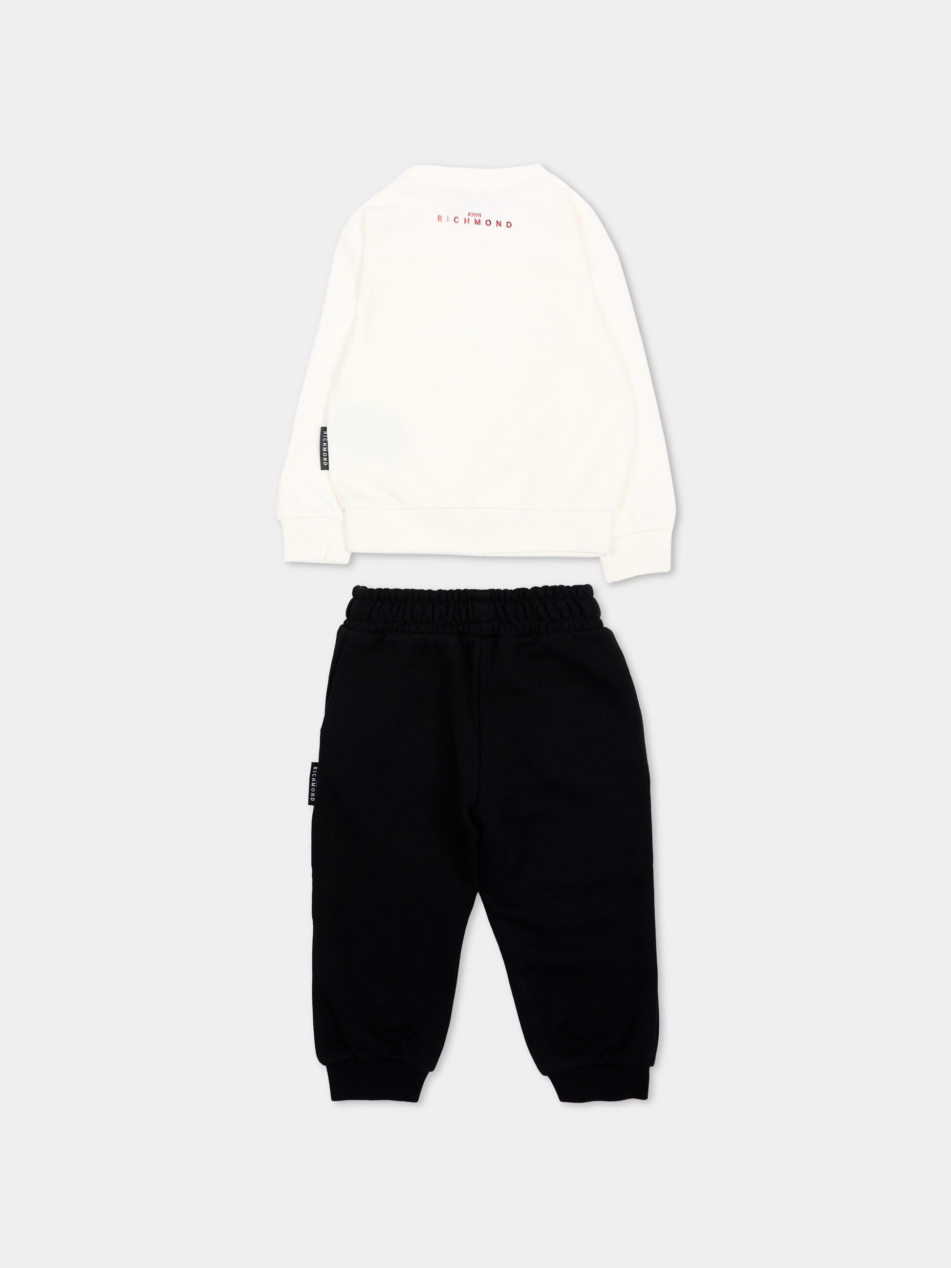 Completo sportivo avorio per neonata con logo,Richmond,RIA26080CF O-WHT/BLK OFF-WHITE