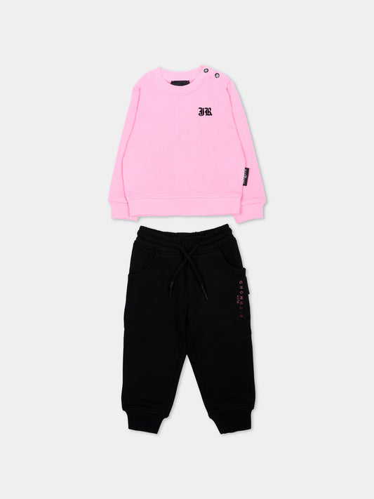 Completo sportivo rosa per neonata con logo,Richmond,RIA26064CF PINK_B/BLK PINK BEGONIA