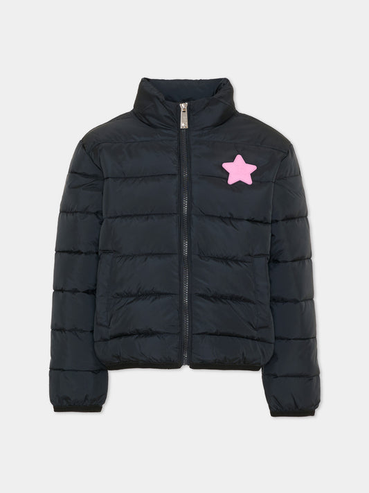 Piumino nero per bambina con stella,Richmond,RGA26011PI BLACK/P.B. BLACK