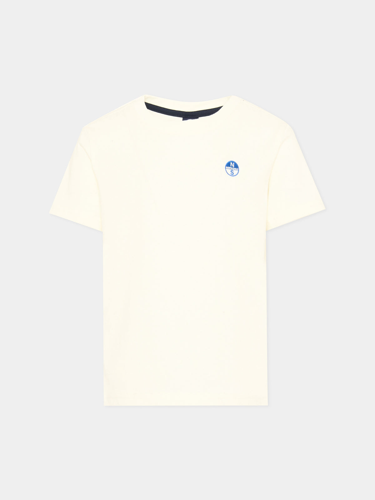 T-shirt a manica corta avorio per bambini con logo,North Sails,NBA26091TS WHITE WINTER