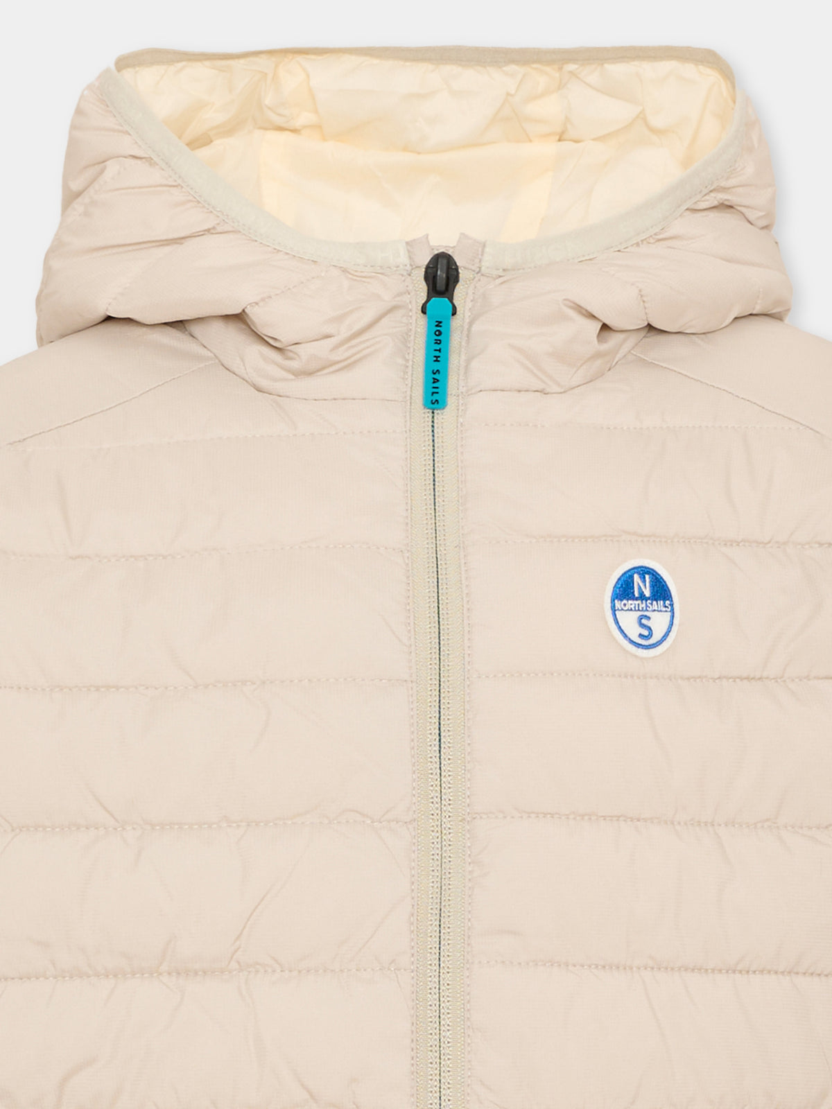 Piumino beige per bambino con cappuccio,North Sails,NBA26072PI WINTER ROPE