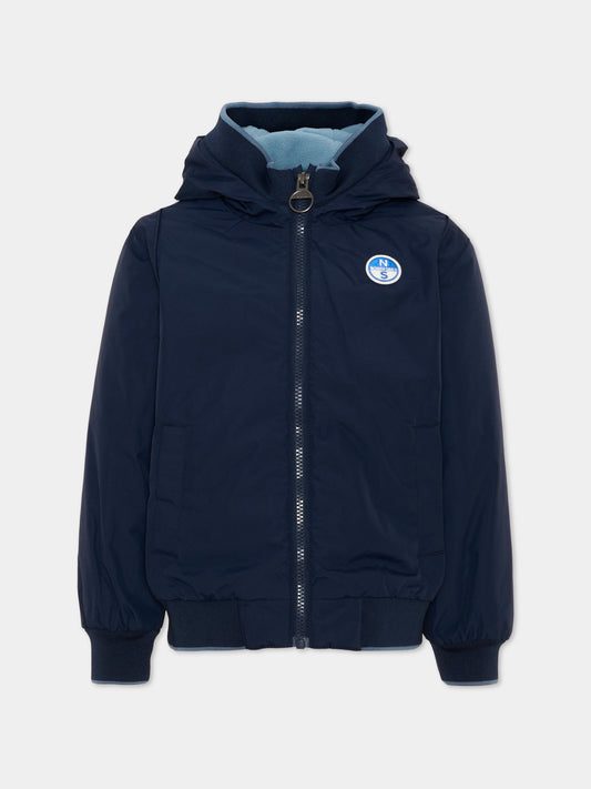 Piumino blu per bambino con patch logo,North Sails,NBA26075GB BLUE NAVY
