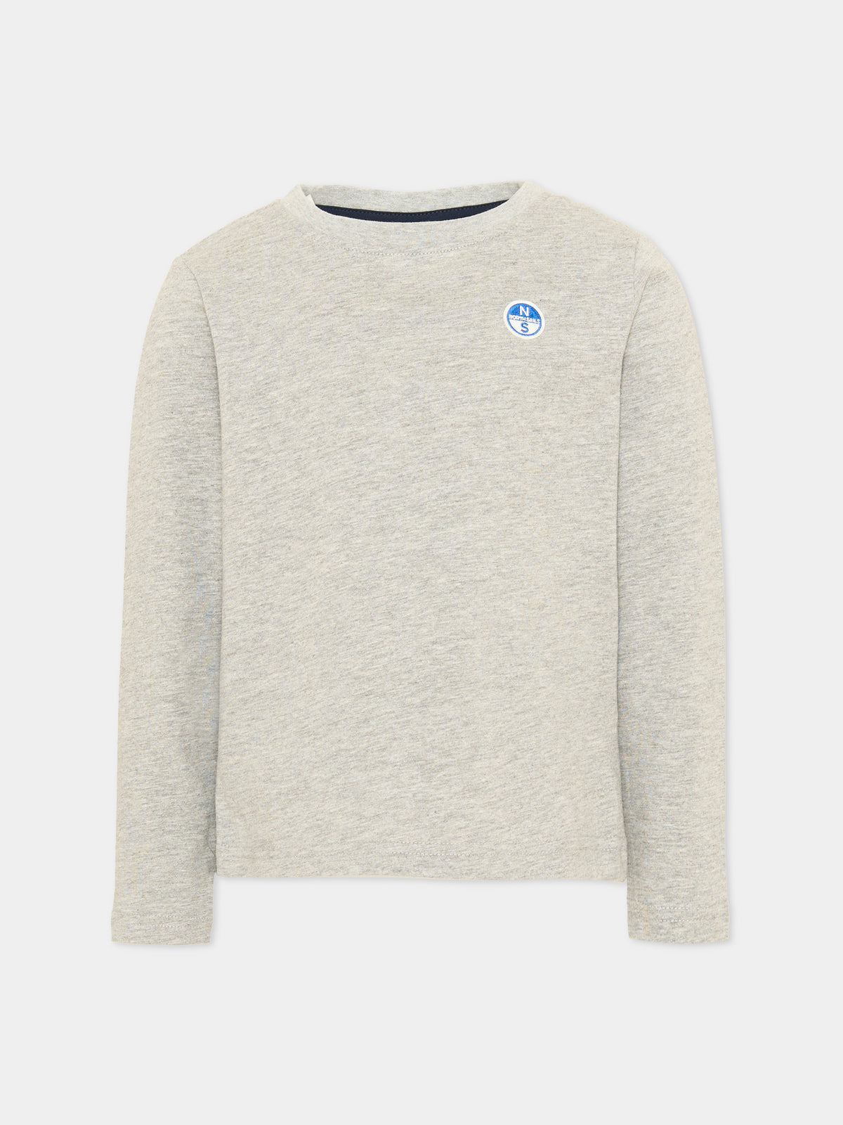 T-shirt a manica lunga grigia per bambino con logo,North Sails,NBA26089TS GREY MEDIUM MELANGE
