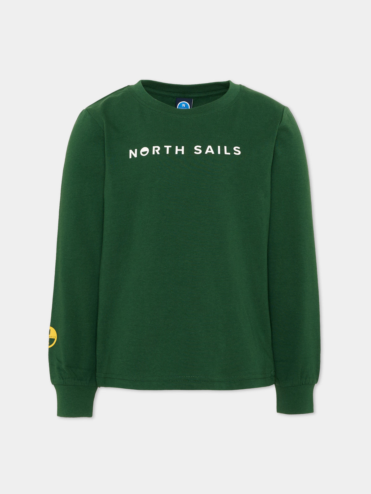 T-shirt a manica lunga verde per bambino con logo,North Sails,NBA26025TS GREEN