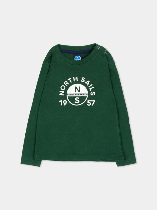 T-shirt a manica lunga verde per neonato,North Sails,NIA26008TS GREEN