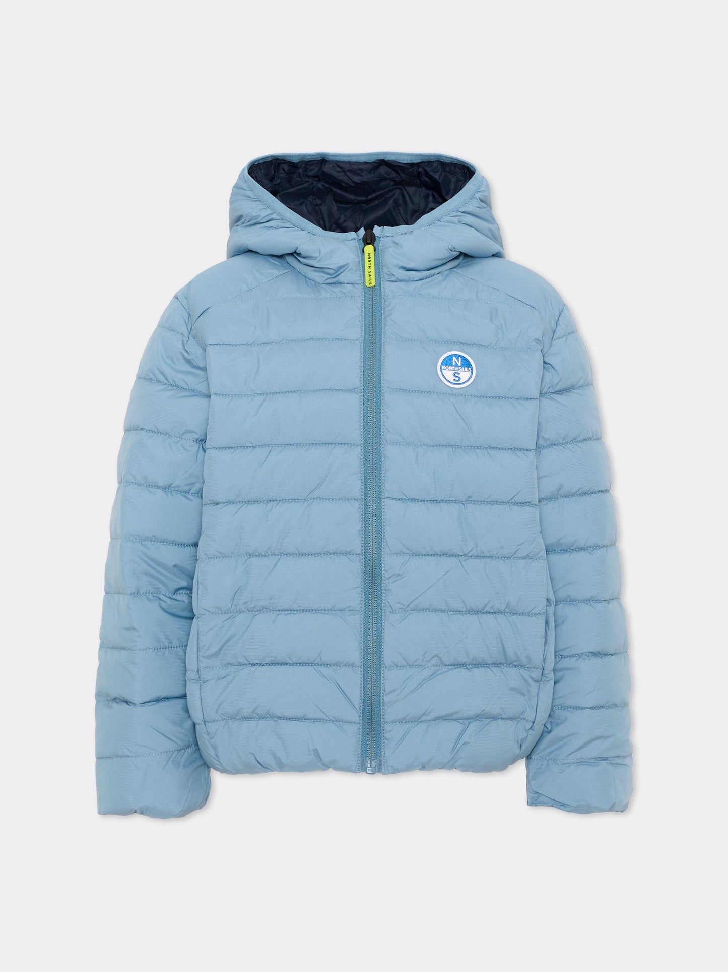Piumino azzurro per bambino con cappuccio,North Sails,NBA26072PI BLUE STEEL