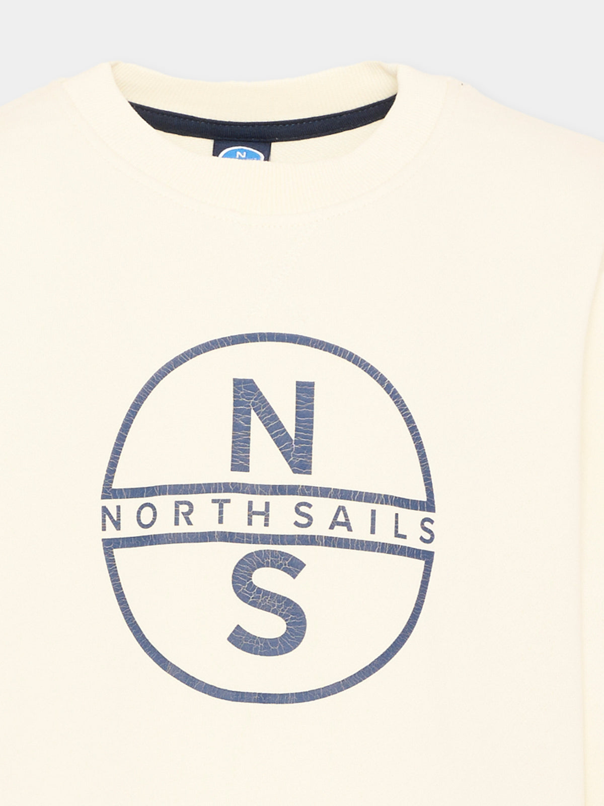Felpa girocollo avorio per bambino con logo,North Sails,NBA26003FE OFF WHITE