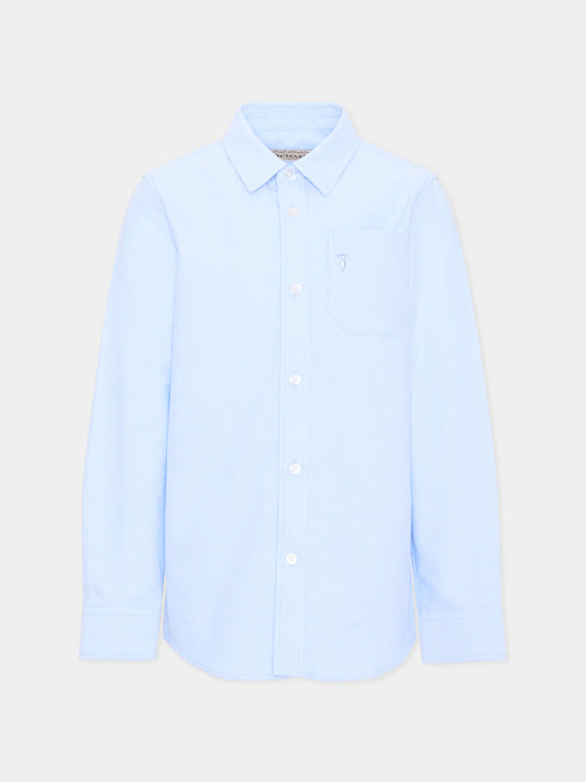 Camicia azzurra per bambino con logo,Trussardi Junior,TBA26029CA SKY SKY