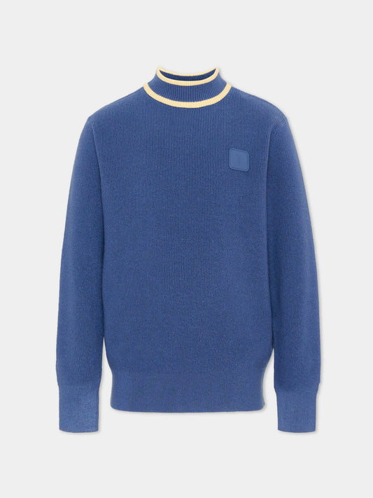 Dolcevita blu per bambino con patch logo,Trussardi Junior,TBA26061MA AVIO AVIO