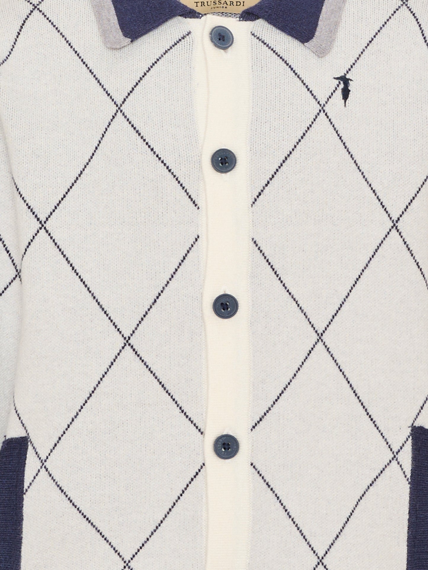 Cardigan avorio per bambino a rombi,Trussardi Junior,TBA26028CD O-WHT/BL.N OFF-WHITE
