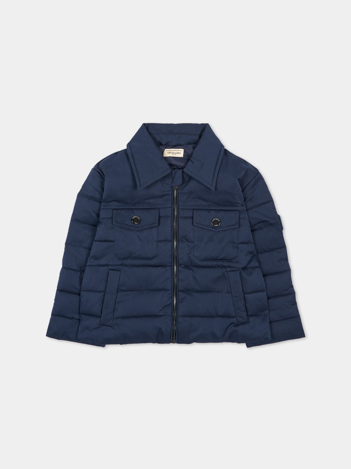Piumino blu per neonato trapuntato,Trussardi Junior,TIA26043PI BLUE_NAVAL BLUE NAVAL