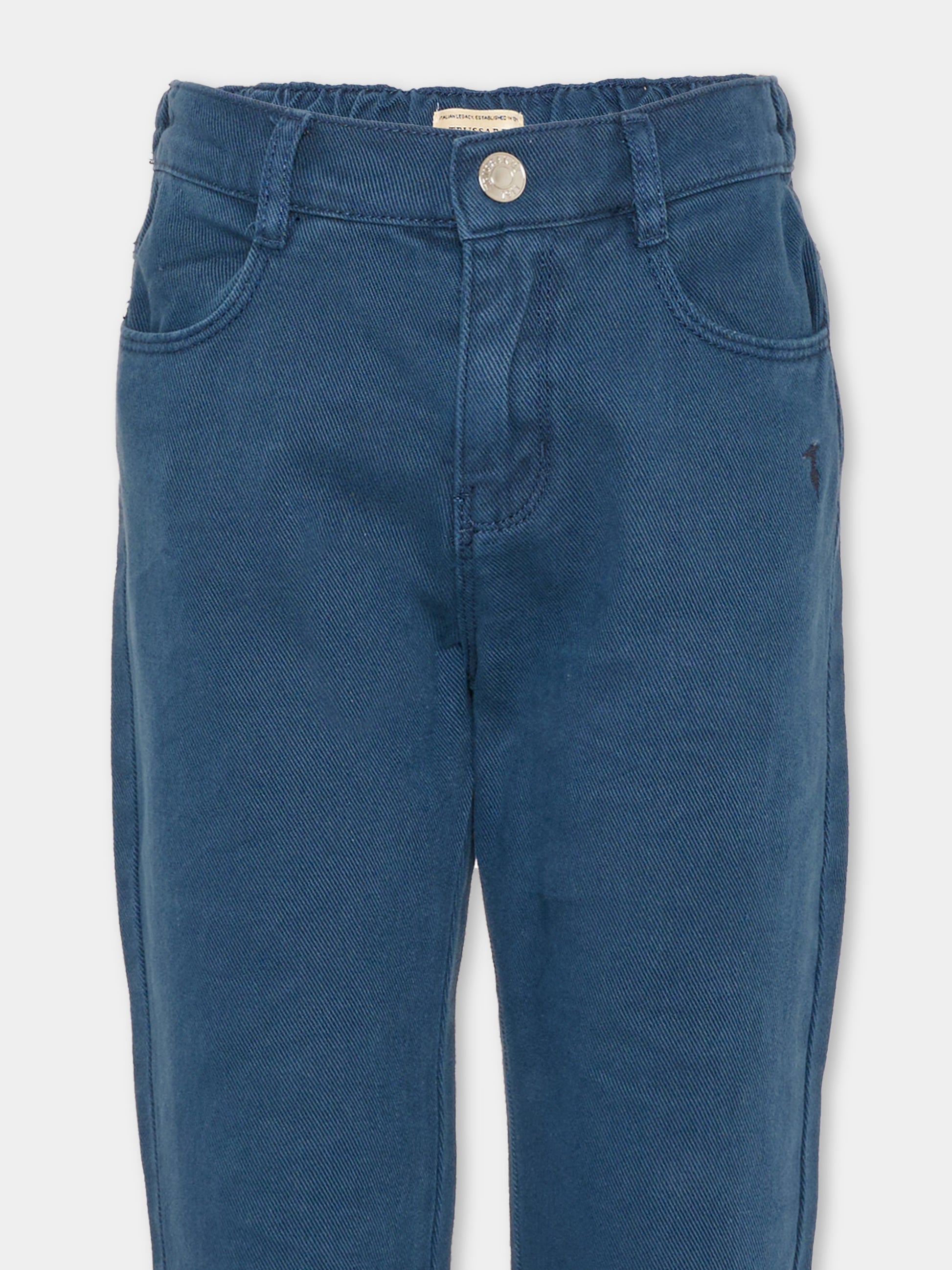 Pantalone blu per bambino con ricamo,Trussardi Junior,TIA26009PA BLUE_NAVAL BLUE NAVAL