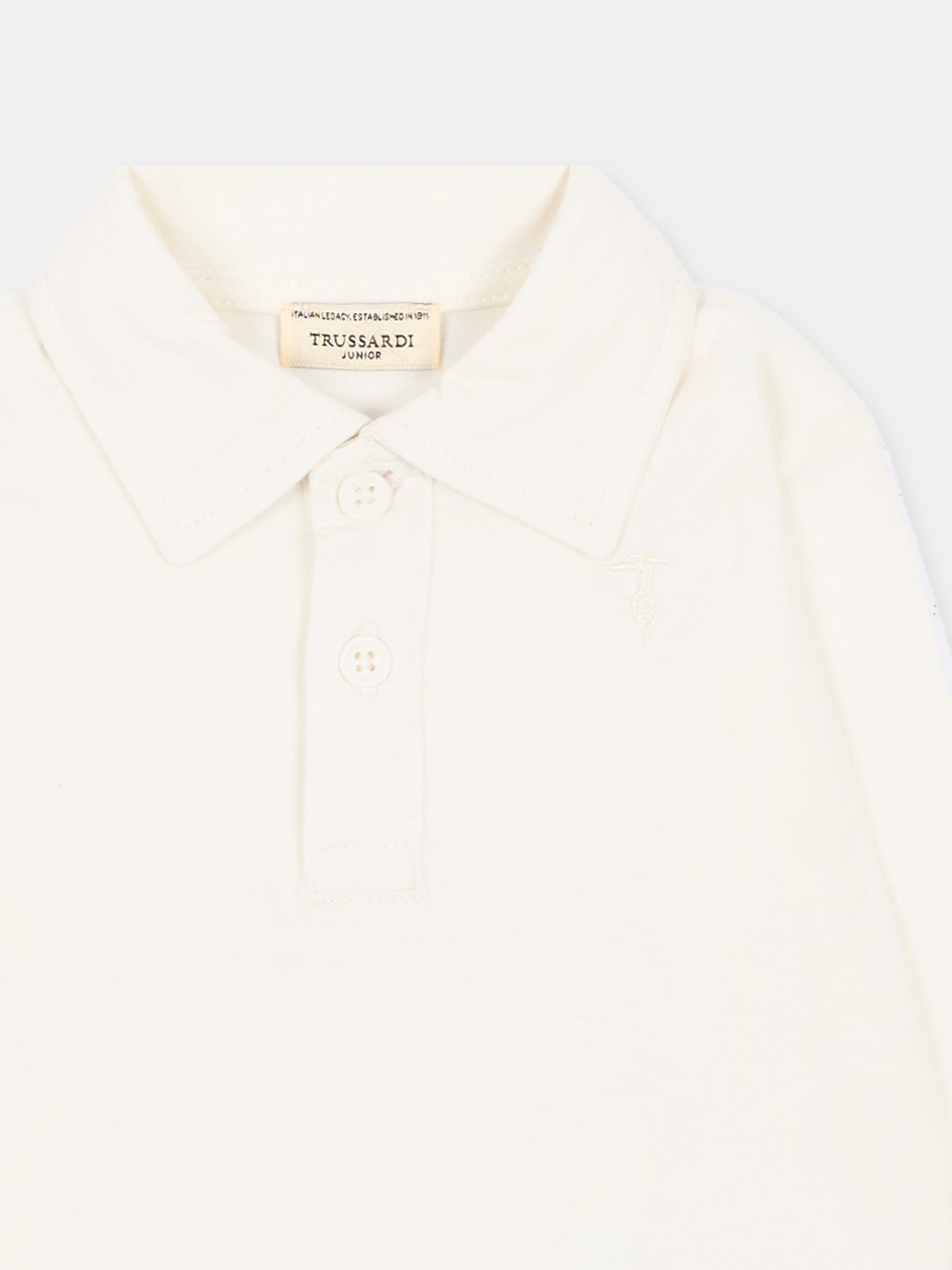 Polo a manica lunga avorio per neonato con ricamo,Trussardi Junior,TIA26018PO OFF-WHITE OFF-WHITE