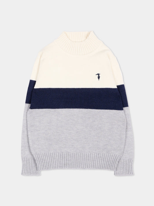 Dolcevita avorio per neonato con logo,Trussardi Junior,TIA26069MA O-WHT/BN/G OFF-WHITE