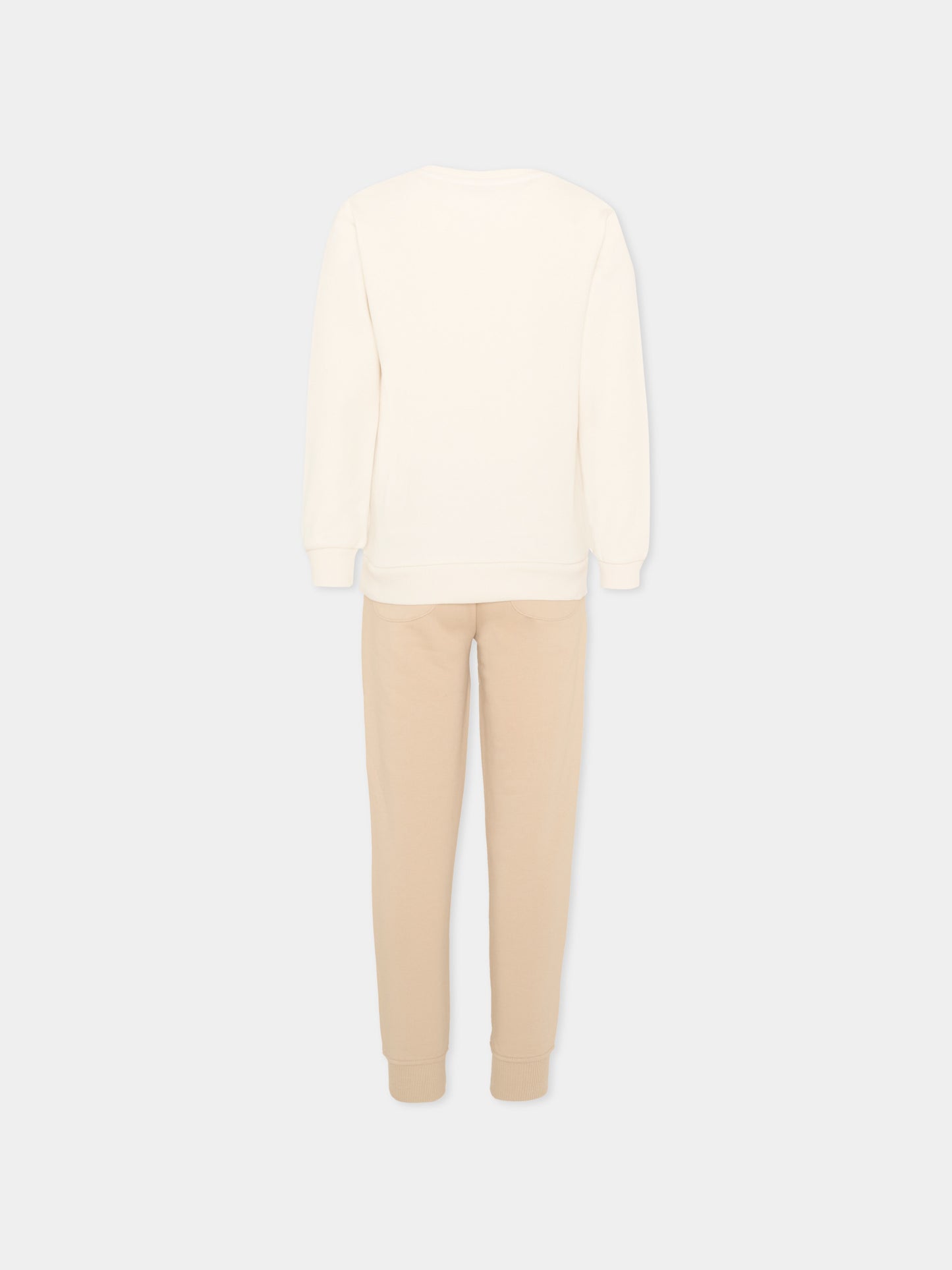 Completo sportivo beige per bambino con logo,Trussardi Junior,TIA26007CF O-WHT/KHAK OFF-WHITE