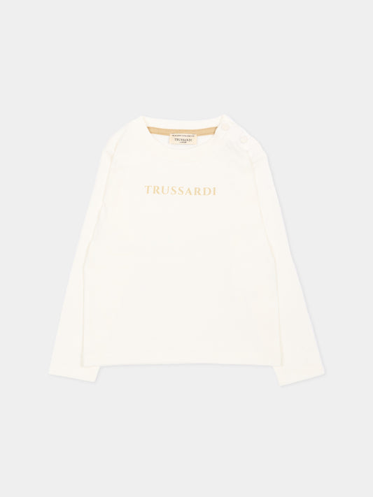 T-Shirt avorio per neonato con logo,Trussardi Junior,TIA26004TS OFF-WHITE OFF-WHITE